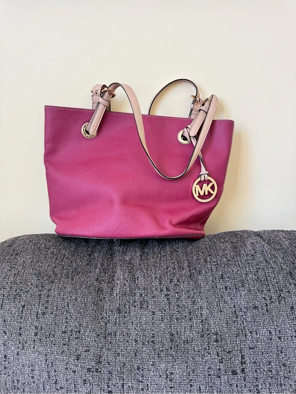 Michael Kors Jet Set Saffiano Leather Tote Pink